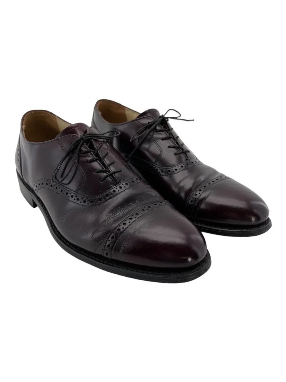 Bostonian Shoe Mens Size 11.5 D Burgandy Impressions Cap Toe Oxfords
